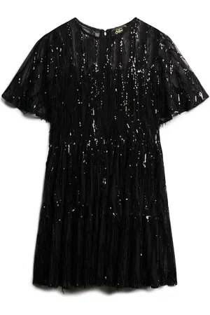 Superdry Volume Tiered Mesh Mini Dress AU 10