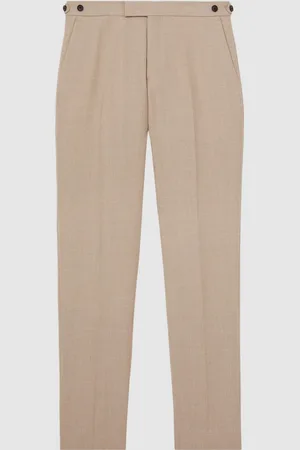 Reiss Oatmeal Brown Venus Wool-Blend Slim-Fit Suit Trousers 28r