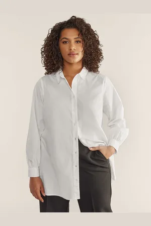 Evans 100% Cotton Poplin Chalk White Demin Shirt AU 20