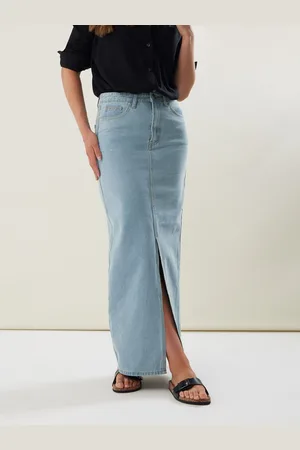 Long Tall Sally 100% Cotton Denim Maxi Skirt AU 12 Tall