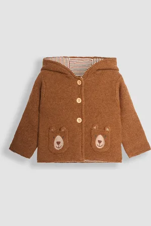 JoJo Maman Bébé Brown Bear Hooded Baby Cardigan Upto 3 Months (50