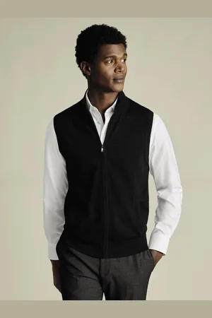 Charles Tyrwhitt Grey Pure Merino Zip Gilet XL