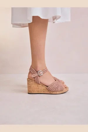 Next Pink Forever Comfort Round Toe Crochet Cork Wedges eu36uk35