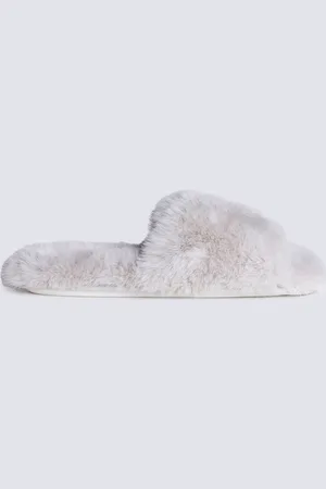 Boux Avenue Grey Cosy Rosebud Slider Slippers