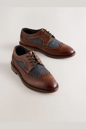 Next Standard Fit (F) Leather Laceup Brogue Shoes uk10eu28