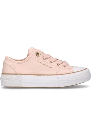 Tommy Hilfiger Pink Canvas Low Cut Lace-Up Trainers uk2eu345