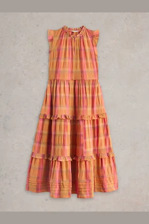 White Stuff 100% Organic Cotton Rosie Check Maxi Dress 10