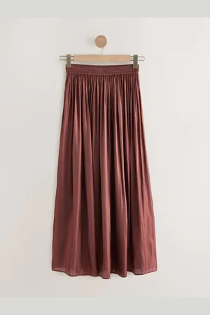 Next Glossy Satin Metallic Midi Skirt 10tall