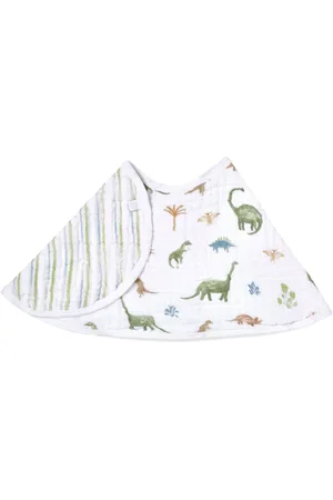 Aden + Anais Green Essentials 100% Cotton Baby Burpy Bib Dino Jungle Muslin one