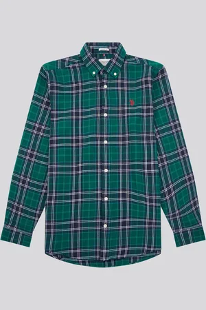 U.S. Polo Assn. U. S. Polo Assn. Mens Brushed Flannel Heavyweight Check 100% Cotton Shirt L