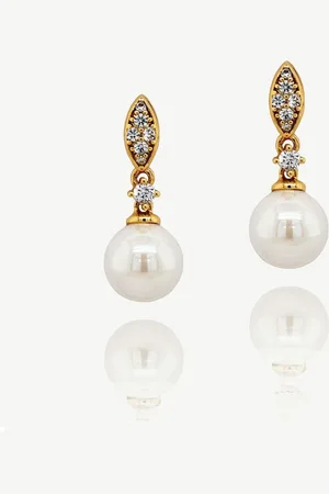 Ivory & Co Gold Dublin Crystal And Pearl Drop Earring One