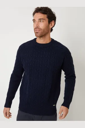 Threadbare Blue Raglan Sleeve Cable Knit Crew Neck Jumper S