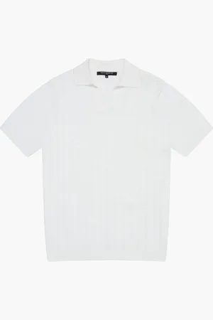 French Connection Cotton Blend Trophy Knit Open Collar Polo Shirt XL
