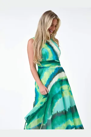 Roman Sleeveless Abstract Print Midi Dress 16