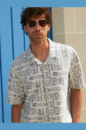 Threadbare Relaxed Fit Printed Textured Short Sleeve Shirt xlarge