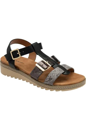 Dunlop Black Twin Strap T-Bar Buckle Sandals eu39uk6