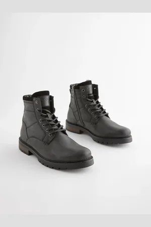 Next Black Leather Zip Up Borg Lined Boots uk9eu43