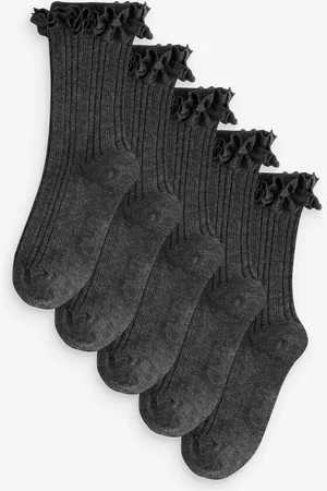 Clarks Grey Girls Frill School Socks 5 Pack