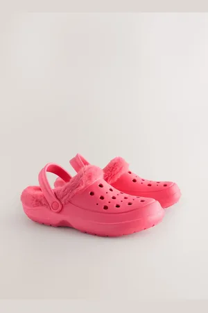 Next Coral Pink Womens Faux Fur Lined Clogs Slippers eu38uk5