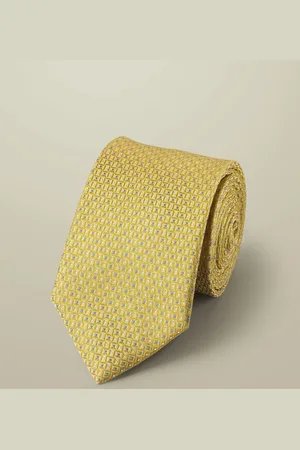 Charles Tyrwhitt Yellow Silk Stain Resistant Semi Plain 1 Tie One