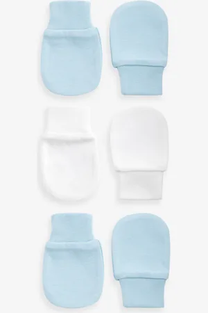 Next White/Blue Baby Scratch Mitts 3 Pack One