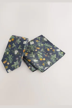 Next Navy Kew Gardens Floral Tie and Pocket Square onesize