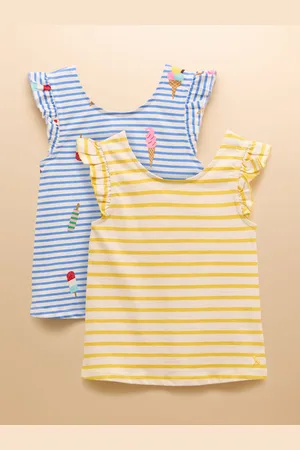 Joules Butterfly Blue/Yellow Pack of Two Frill Vests 122128cm