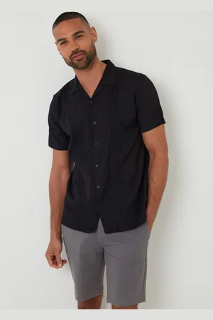 Threadbare Pleat Detail Linen Blend Short Sleeve Shirt xlarge