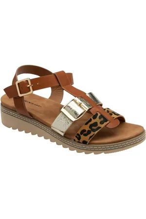 Dunlop Brown Twin Strap T-Bar Buckle Sandals eu42uk8