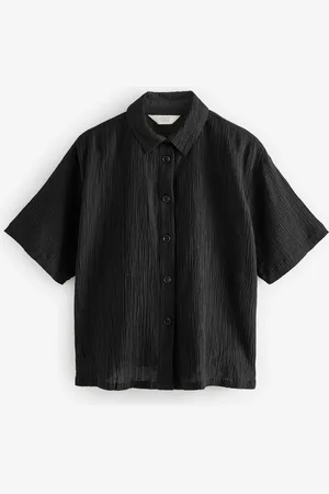 Next Short Sleeve Textured Co-ord Shirt With Linen AU 12
