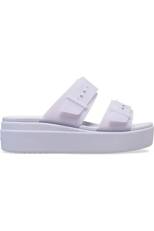 Crocs Purple Brooklyn Buckle Low Wedge Sandals AU 8 (EU 39)