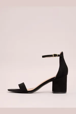 Friends Like These Black Wide Fit Low Block Heel Faux Suede Sandals AU 5 W (EU 36)