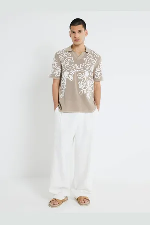 River Island Artisan Cornelli Knit Polo Shirt large