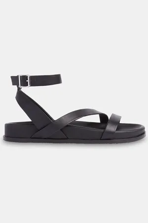 Whistles Black Asymmetric Strappy Gaia Sandals AU 8 (EU 39)