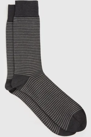 Reiss Charcoal/Grey Mario Stripe Striped Socks S-M