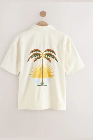 Next Palm Embroidered Short Sleeve 100% Cotton Shirt XXL