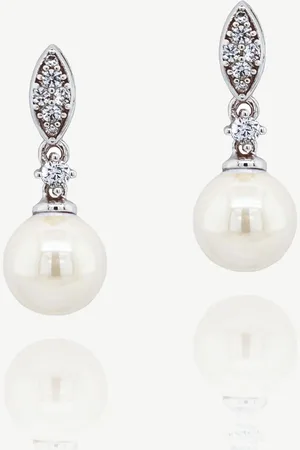 Ivory & Co Silver Dublin Crystal And Pearl Drop Earring One