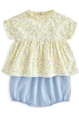 Mamas & Papas Yellow Climbing Buds Print 100% Cotton Blouse & Bloomer Set 5662cm