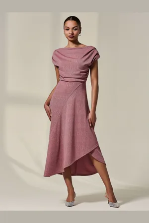 Jolie Moi Asymmetric Drape Midi Dress 10