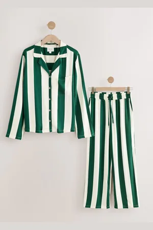 Next Green Stripe Button Through Pyjamas AU 24 R