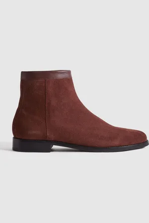 Reiss Rust Clay Suede Zip-Through Boots uk7eu41