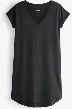 Next 100% Cotton Cap Sleeve V-Neck Mini Dress L Reg