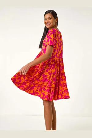 Roman Shadow Floral Tiered Smock Dress AU 12