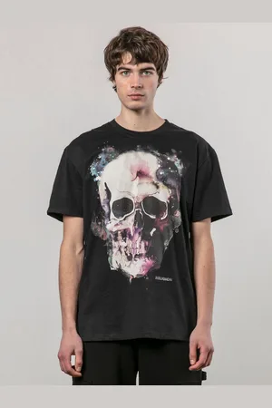 Religion Black Watercolour Skull 100% Cotton T-Shirt S