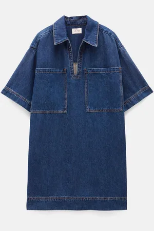 Hush Puppies Alma Denim Contrast 100% Cotton T-Shirt Dress xsmall
