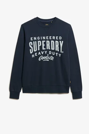 Superdry Eclipse Navy Olive Green 100% Cotton Machined Goods Workwear Crew Sweatshirt L