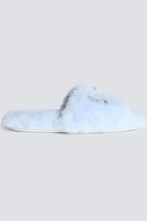 Boux Avenue Blue Cosy Bow Embellished Powder Slider Slippers
