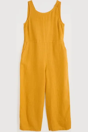 Seasalt Cornwall Yellow Salt Air 100% Linen Jumpsuit AU 16