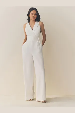 Next White Halter Neck Jumpsuit AU 10 Tall