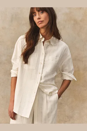 Next Metallic Long Sleeved Striped Shirt With Linen AU 16